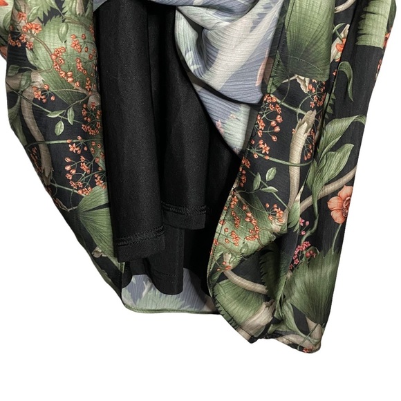 Johanna Ortiz x H&M Floral Print Silky Dolman Sleeve Mini Dress Small Green - Picture 6 of 15